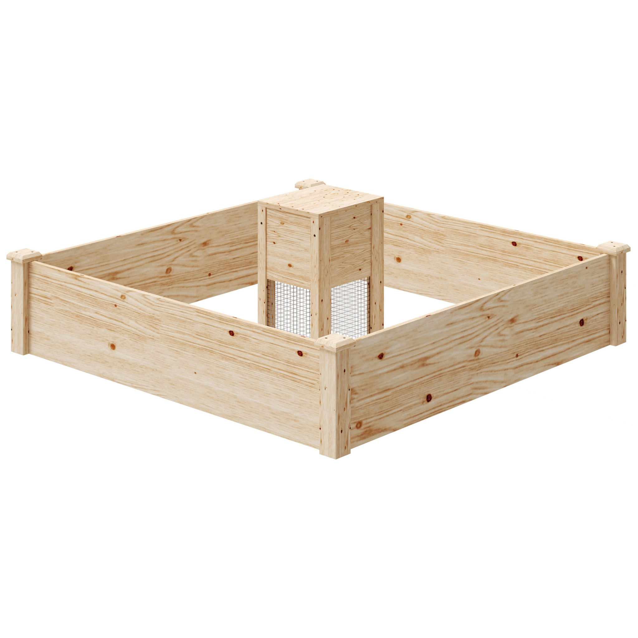 Ensemble carré potager composteur dim. totales 123 x 123 x 25,5 cm bois sapin naturel