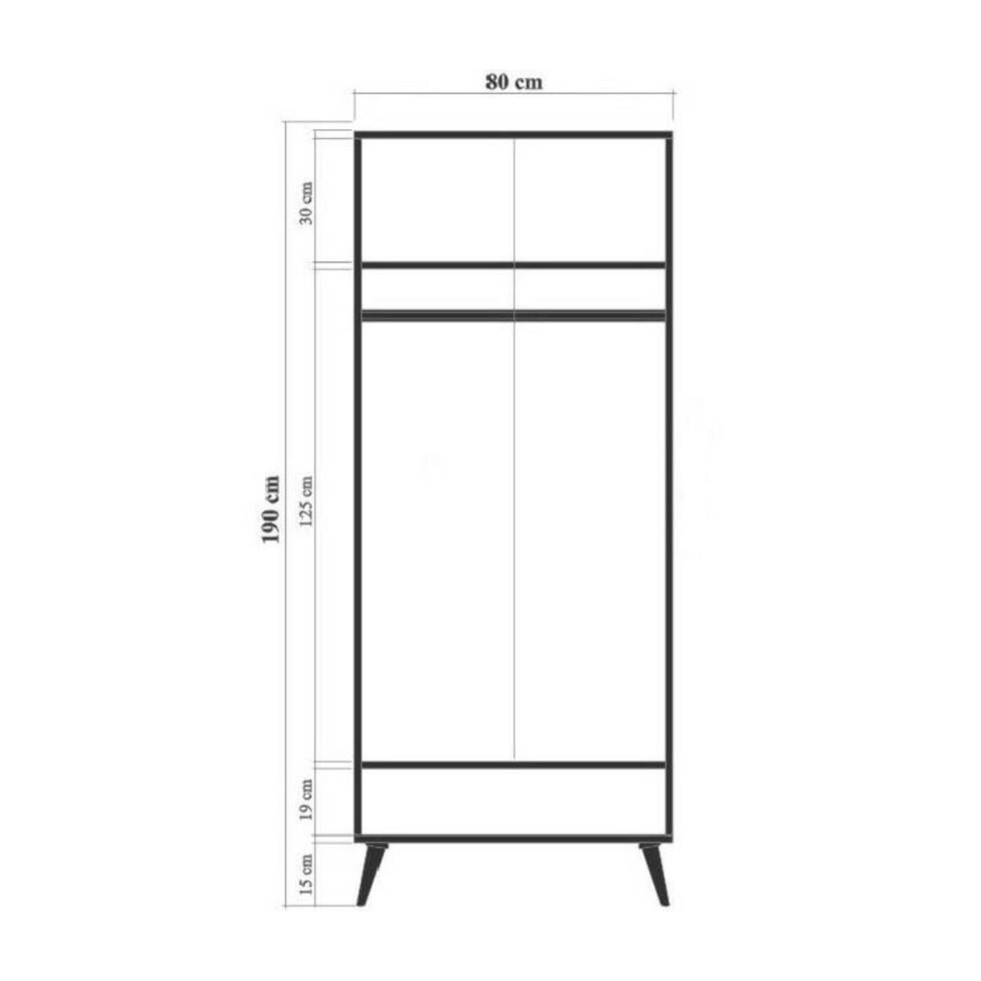 Guardaroba 2 ante Dmontell, Mobile camera da letto, Cabina armadio portabiti, Armadio appendiabiti, 80x45h190 cm, Multicolore