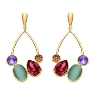 Pendientes de Circonita Multicolor acabados en oro amarillo de 18k