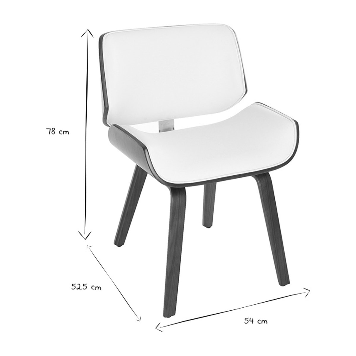 Chaise design blanc et bois foncé RUBBENS
