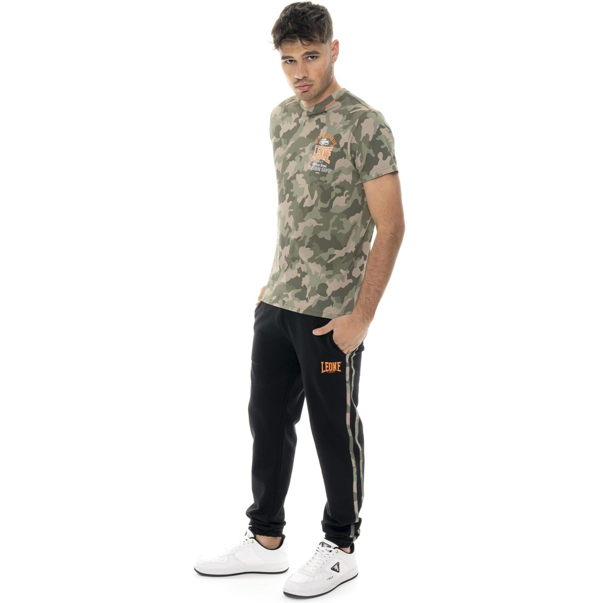 T-shirt da uomo a manica corta in cotone camouflage Leone Military 1947