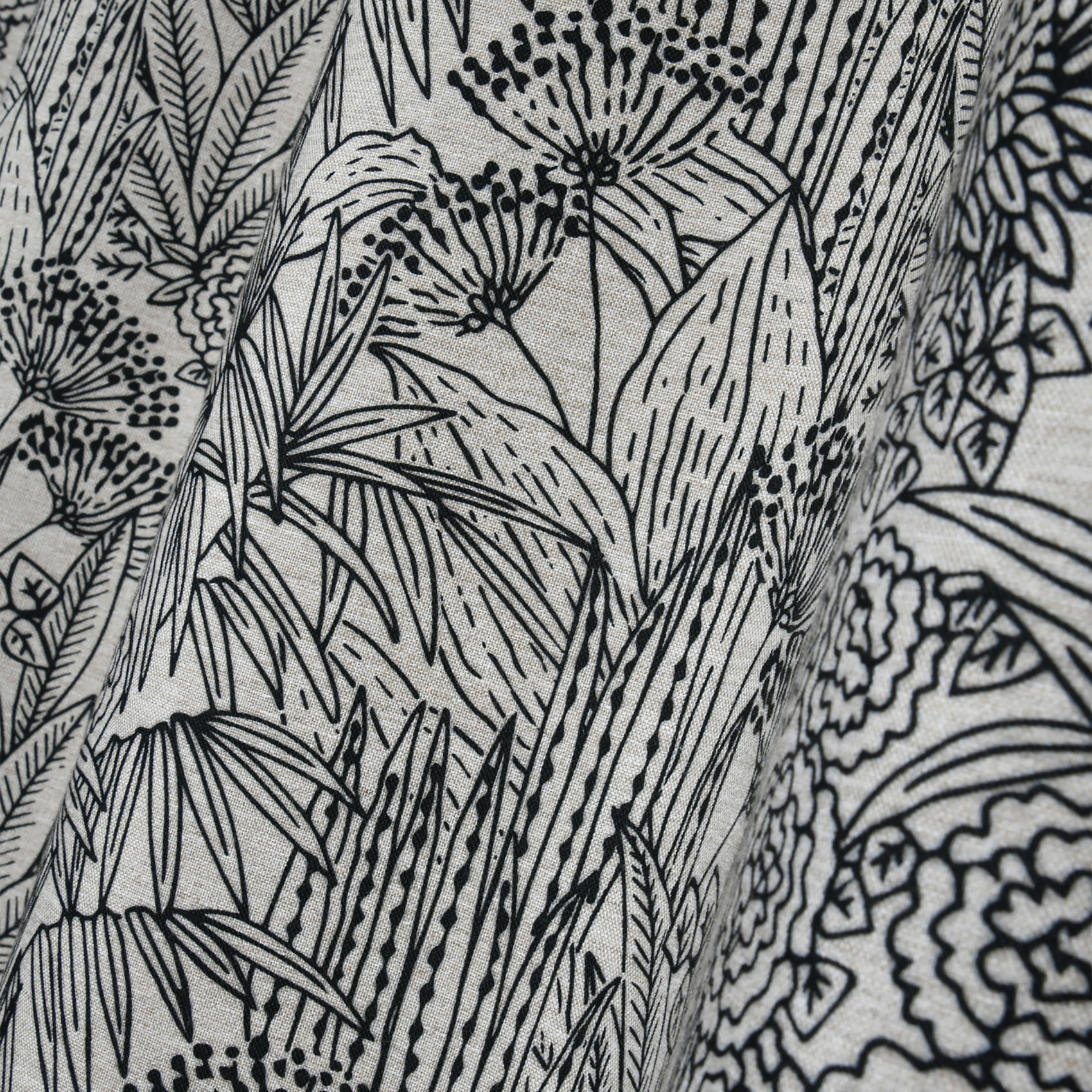 Rideau tamisant motif végétal exotique - Noir