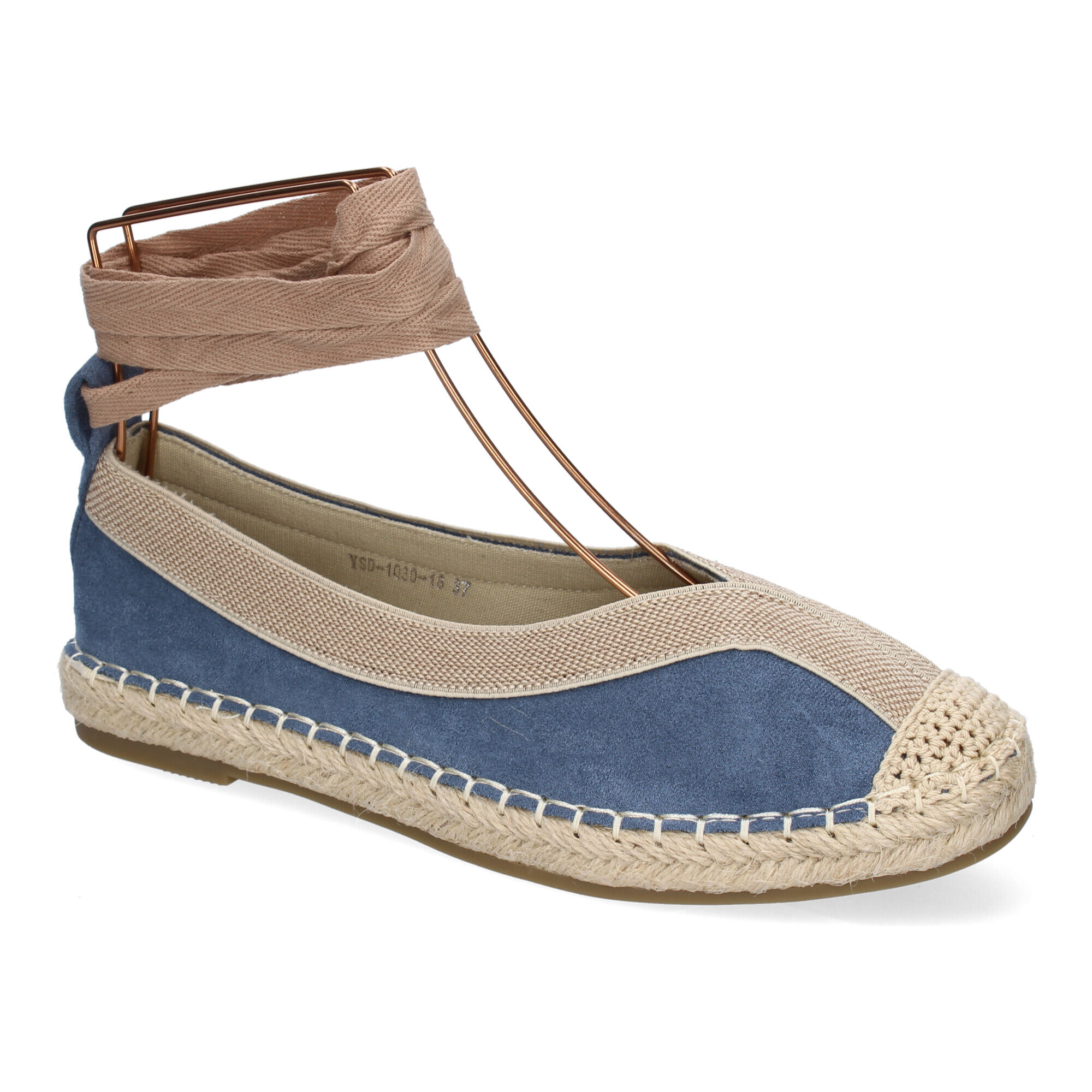 Bailarina de Mujer con Yute, Diseño Moderno con Puntera Bordada y Cintas