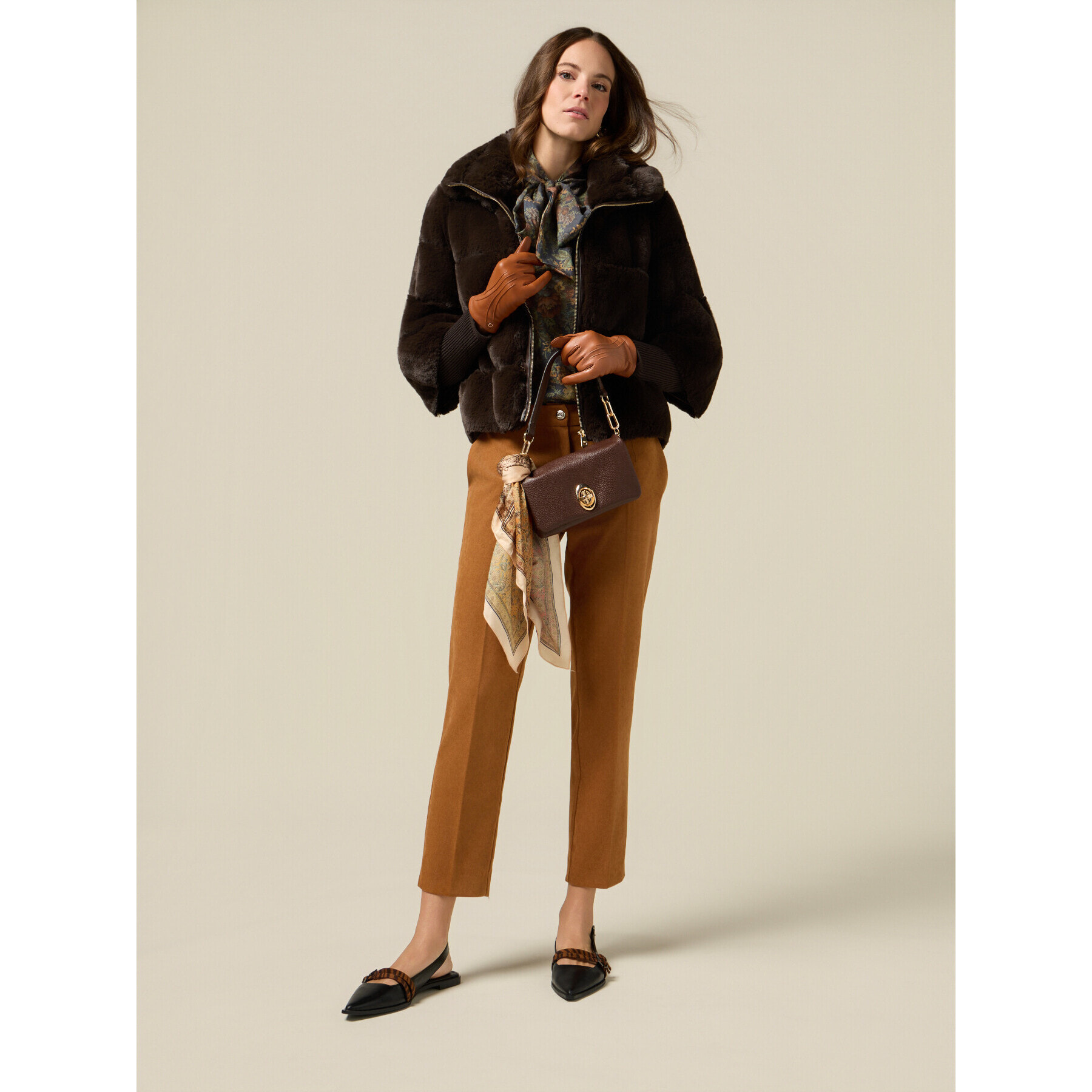 Oltre - Chaqueta en tejido peludo - Marrón