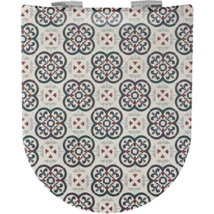 Abattant wood slim déclipsable à motifs carreaux de faïence - Beige