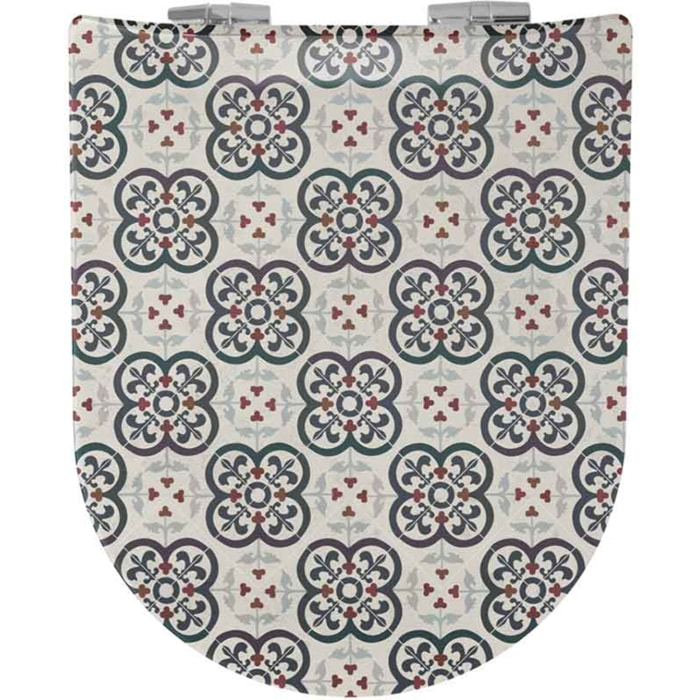 Abattant wood slim déclipsable à motifs carreaux de faïence - Beige