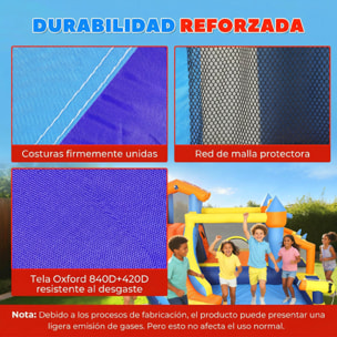 Castillo Hinchable Acuático 8 en 1 con Soplador 550W Castillo Hinchable Niños con Tobogán Zona de Salto Escalada Piscina Portería Canasta Lanzamiento de Aros Exterior Interior 350x325x210 cm