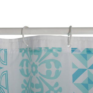 Rideau de douche Polyester SINTRA 180x200cm QUALITE PREMIUM Bleu Turquoise - Anneaux inclus MSV