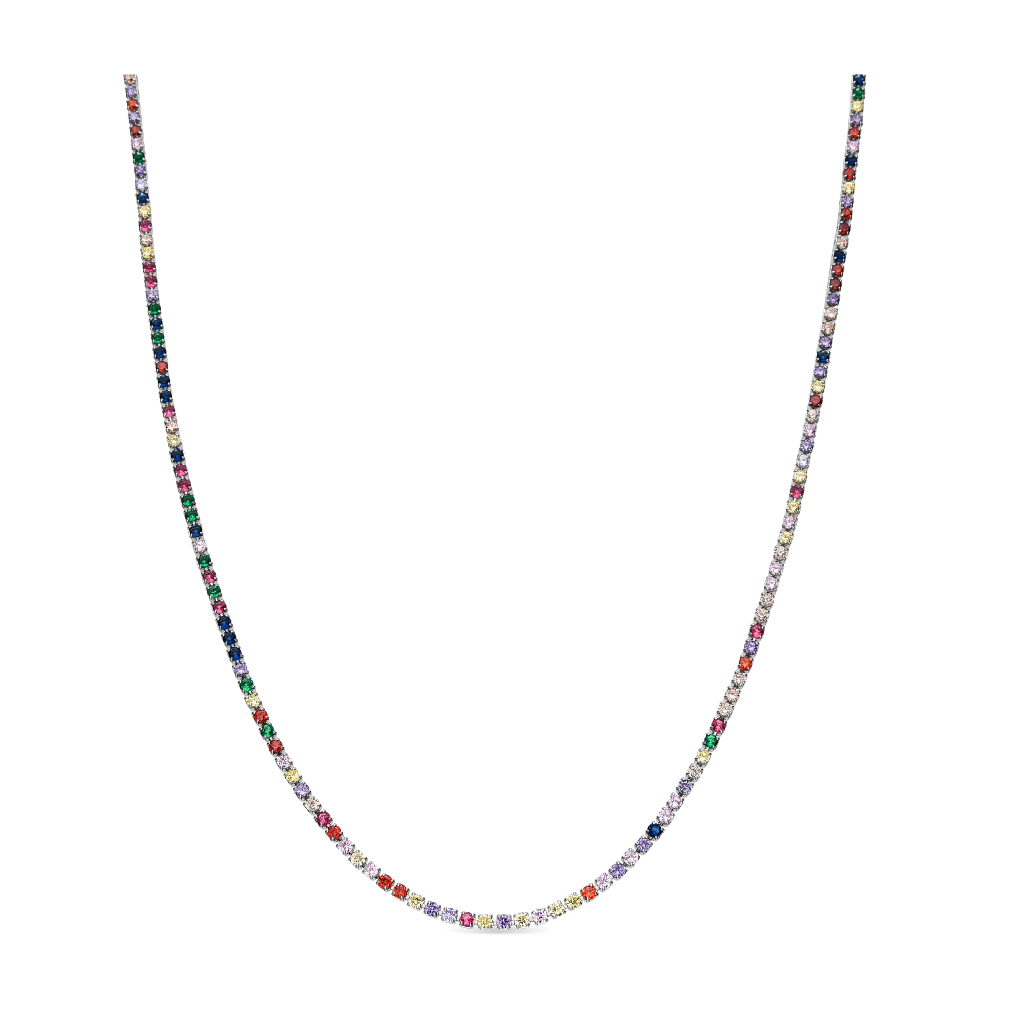 Collar con Circonita Multicolor acabado plata