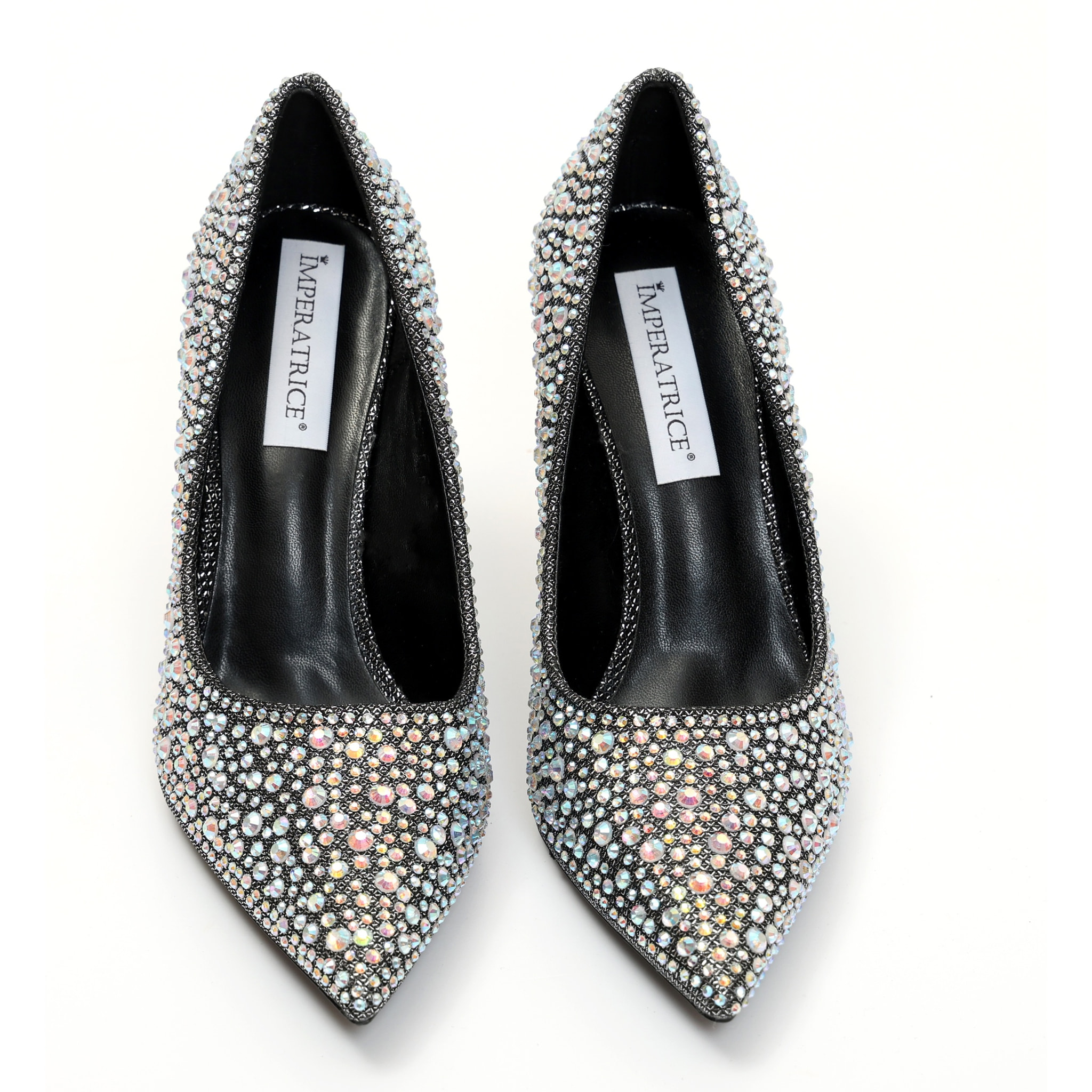 Dècolletè in simil pelle ricoperti di strass