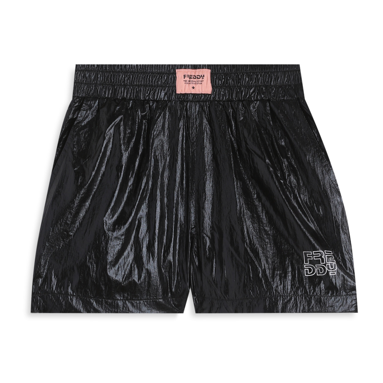 Pantaloncini Bambina in Tessuto Coated Argento