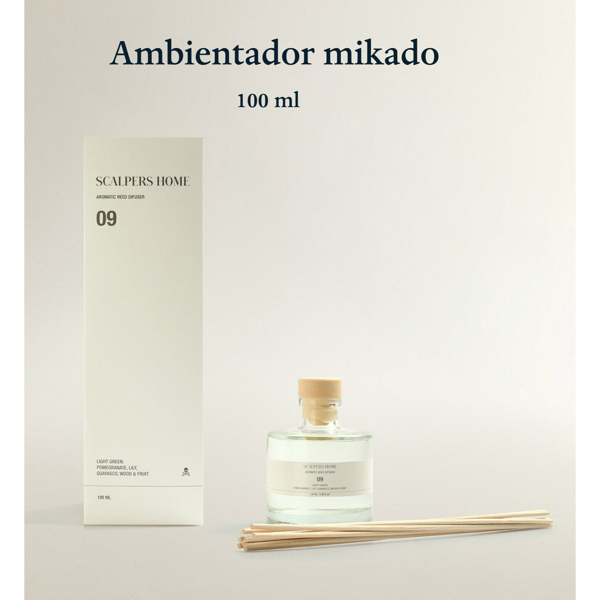 Set de 2 difusores mikado de 100ml aroma light green scalpers