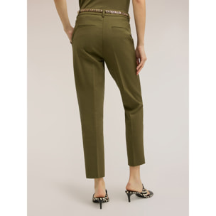 Motivi - Pantaloni regular misto cotone viscosa - Verde militare