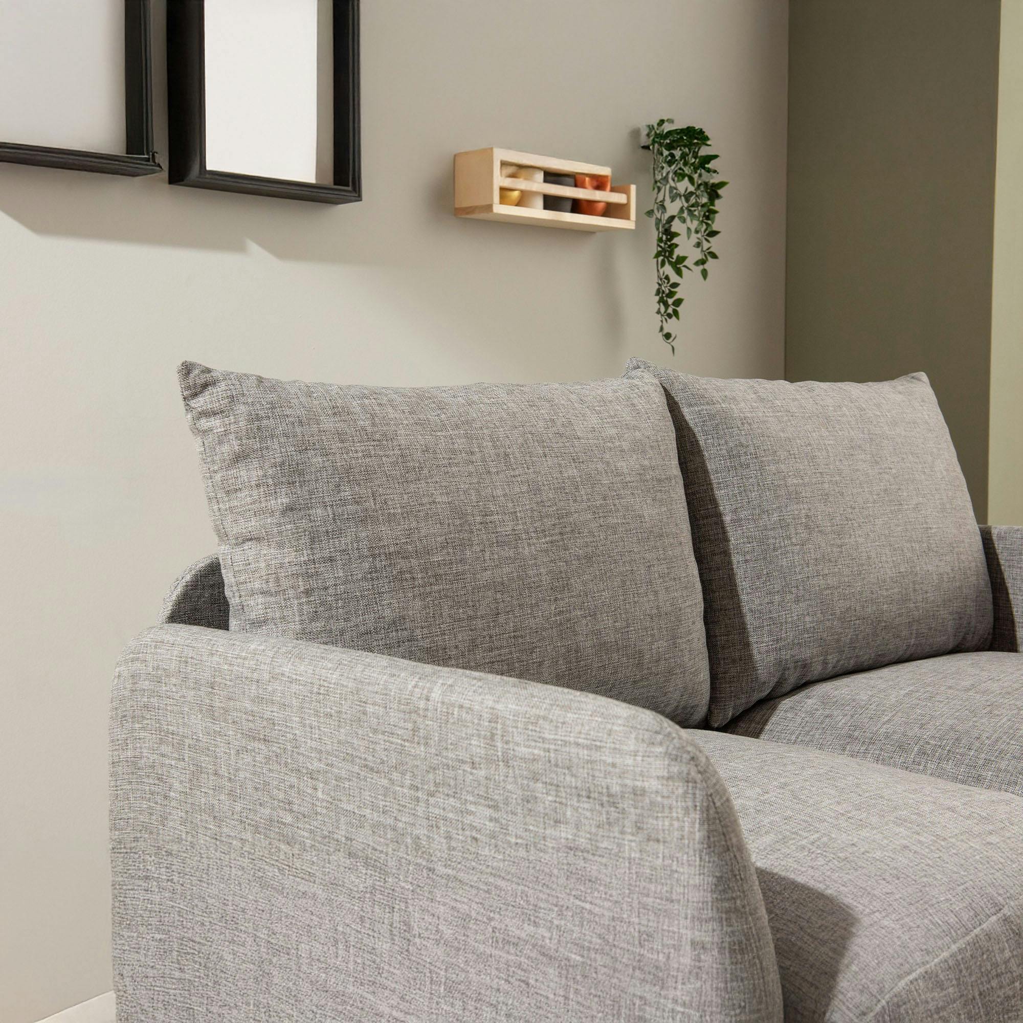 Canapé-lit d'appoint en lin gris chiné, 2 personnes ORURO