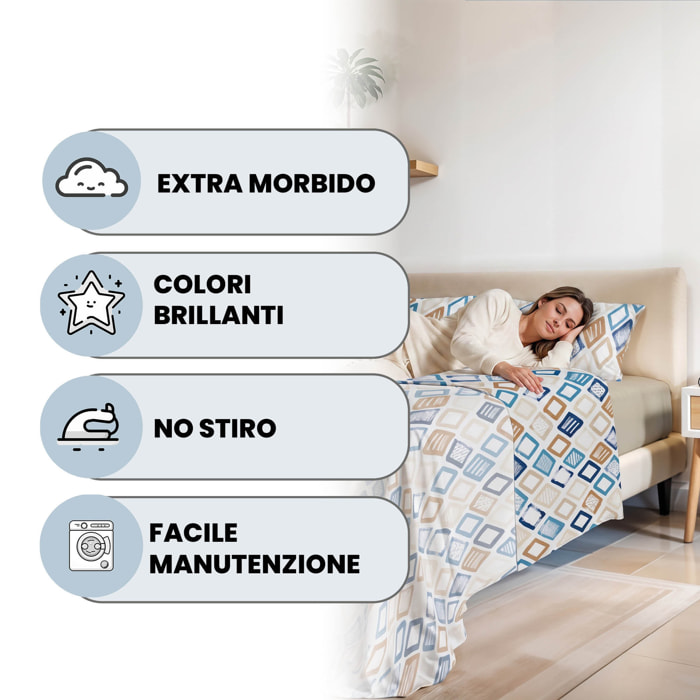 COMPLETO LETTO FASHION, 100% Microfibra, No Stiro - JOLLY
