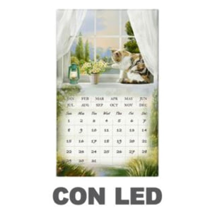 Quadro con led con calendario bianco rettangolare cm30x50x1,8