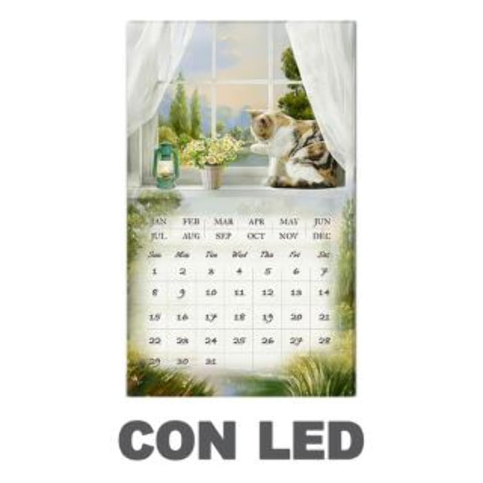 Quadro con led con calendario bianco rettangolare cm30x50x1,8