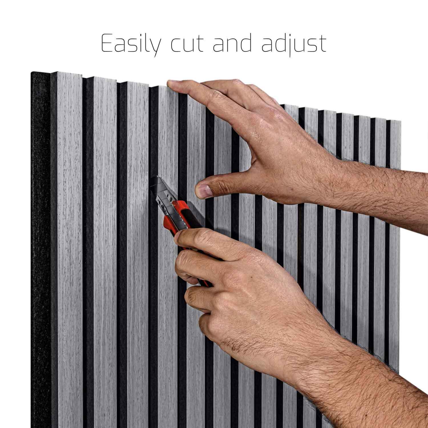 Beethoven - Set di 4 pannelli fonoassorbenti decorativi in legno 150x60 cm, grigio