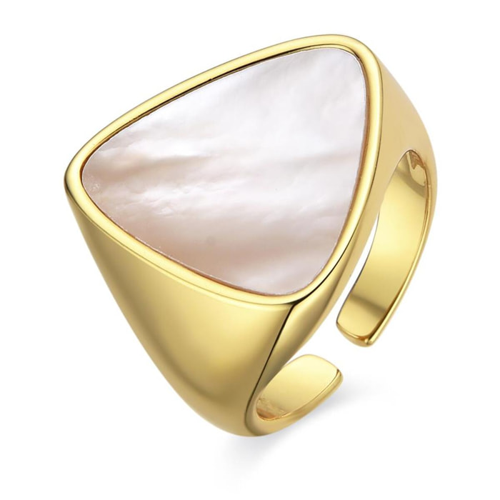 Anillo con Madreperla Blanca acabado oro 18k