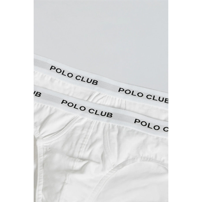 Pack di due slip bianchi con particolare Polo Club