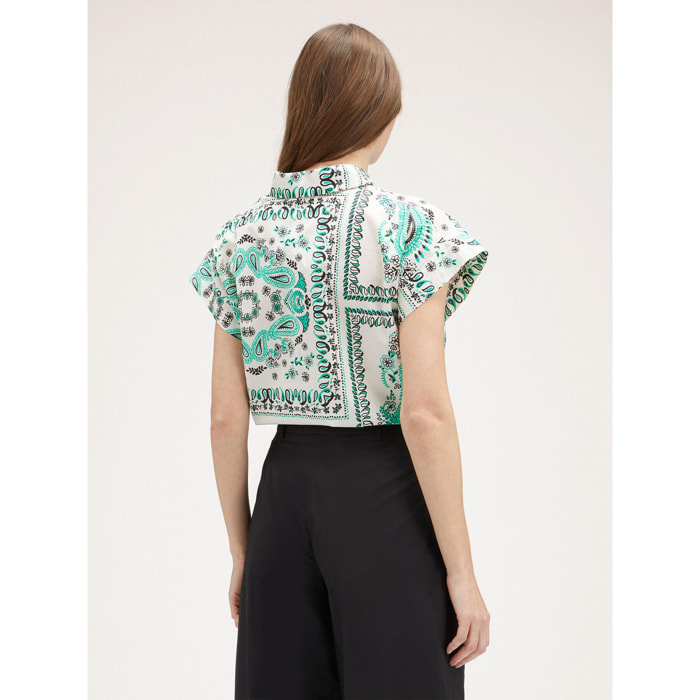 Motivi - Camisa de kimono estampado fular - Verde claro