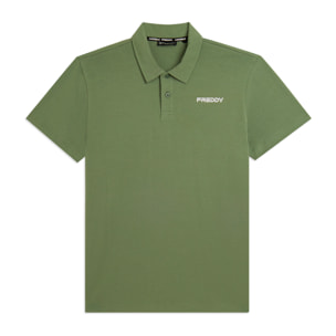 Polo in heavy jersey stretch con logo