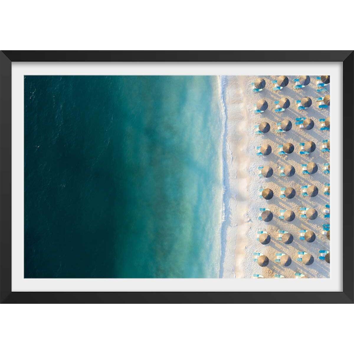 Poster bleu pacifique Affiche + cadre en bois - Noir