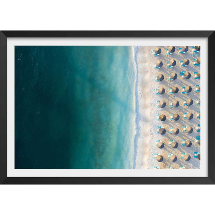 Poster bleu pacifique Affiche + cadre en bois - Noir