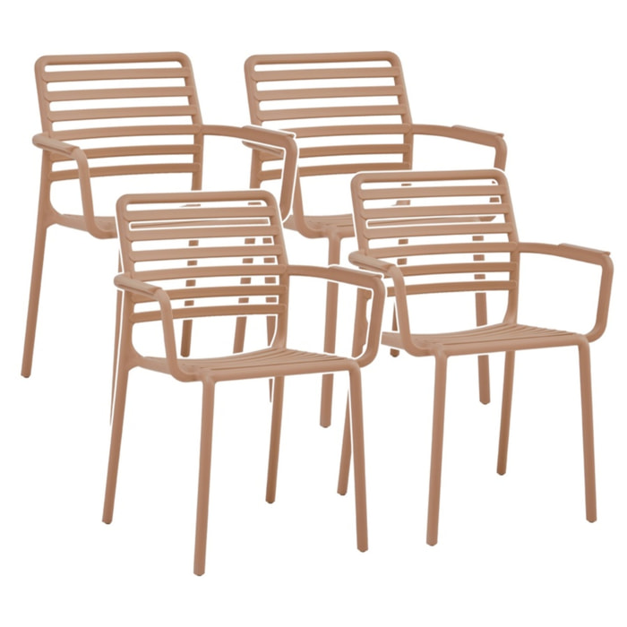 Set da 4 sedie da giardino in polipropilene tortora con braccioli – Tago