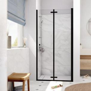 SK Porte de douche 100x196cm pliante anticalcaire avec profilé noir mat (SATSK100C)