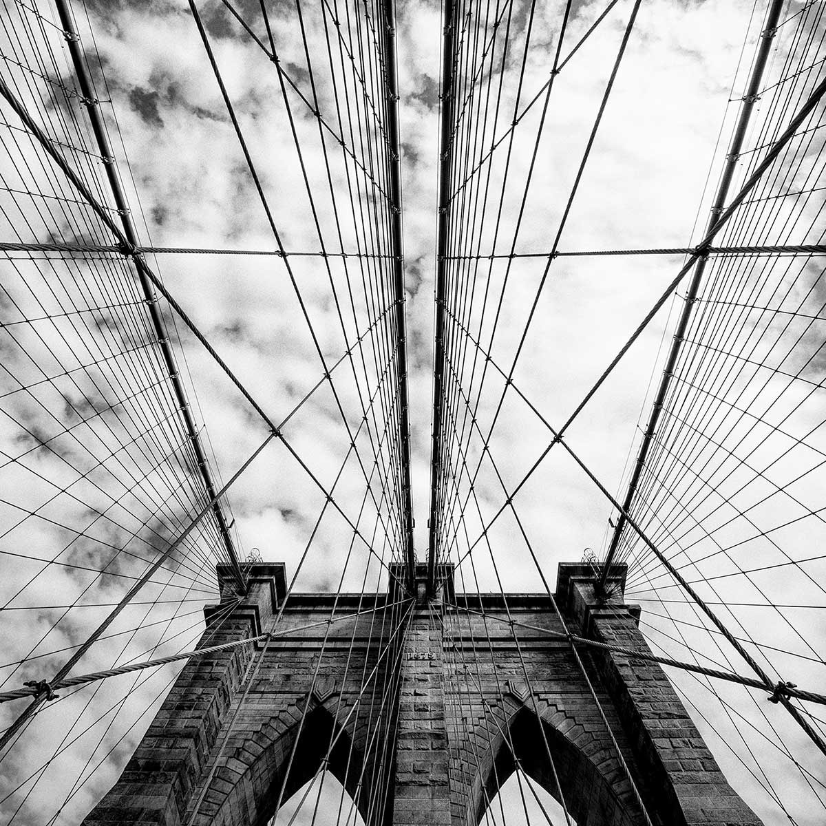 Affiche deco Brooklyn Bridge details Affiche sous cadre bois
