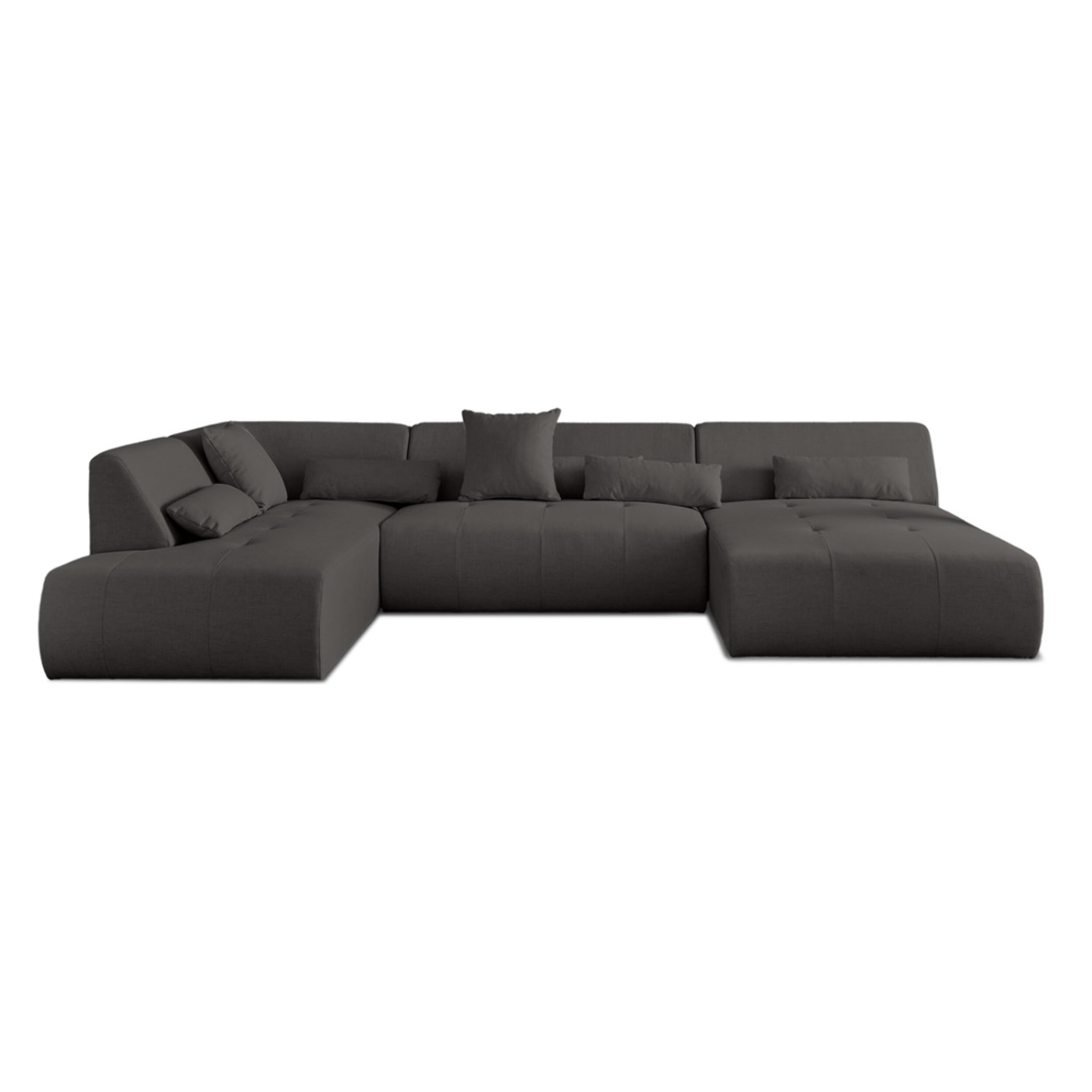 Onyx - canapé panoramique d'angle gauche 7 places - en tissu - Gris foncé