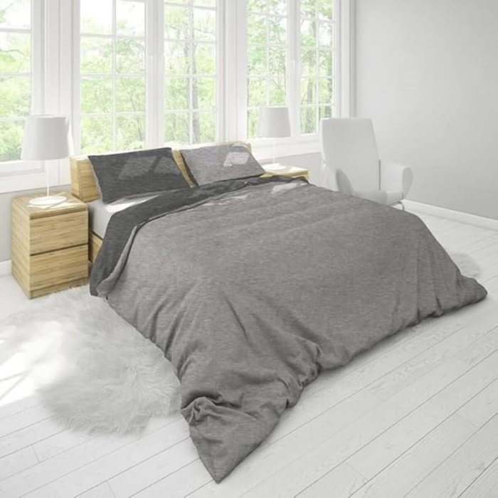 Intrecci - Set Copripiumino, 100% Flanella di Cotone, Morbido e Caldo, Sacco Copripiumino 1 Federa/e, Effetto Tinto in Filo, Double Face, Una Piazza e Mezza