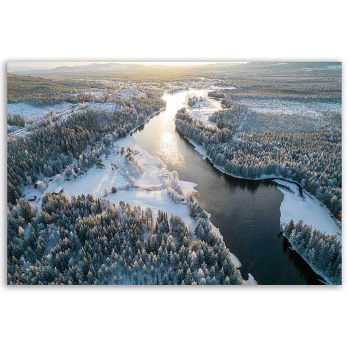 Tableau rivière enneigée vue aérienne Toile imprimée