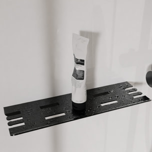 Cabine de Douche Rectangle 115x90 - Colonne Thermostatique Noire et Receveur Haut Effet Pierre