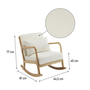 Fauteuil à bascule style scandinave bouclette et bois " Clinton " - Beige