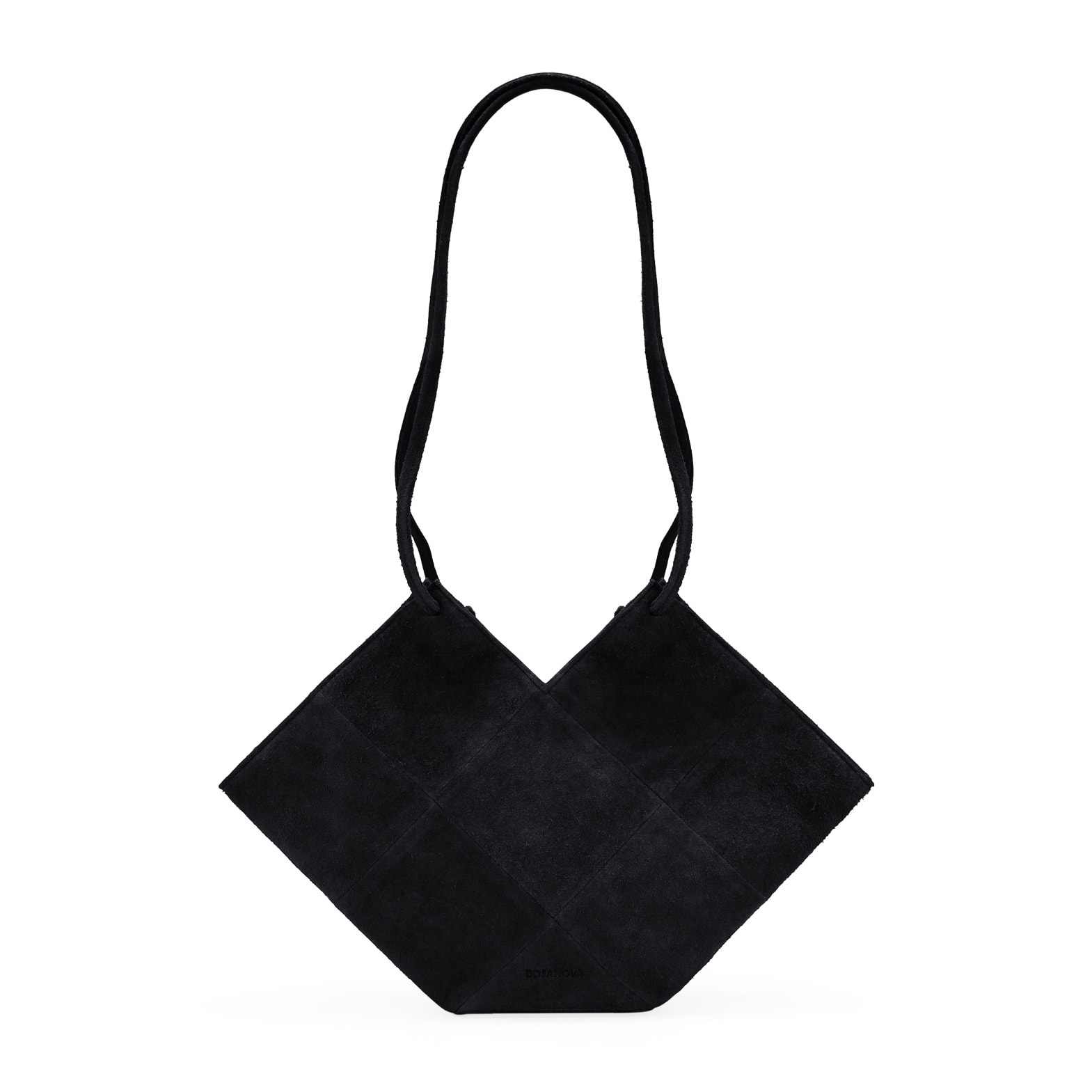 Bolso de hombro negro en serraje piel