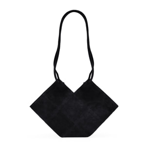 Bolso de hombro negro en serraje piel