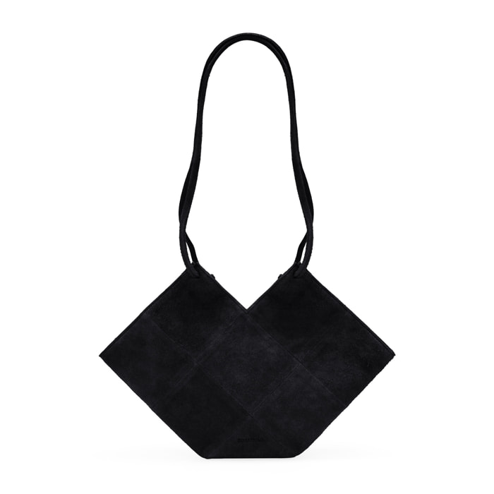 Bolso de hombro negro en serraje piel