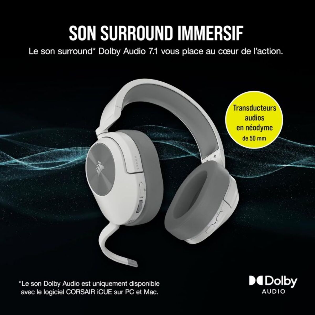 Casque gamer CORSAIR HS55 Stereo Headset white