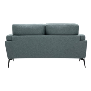 Canapé design 2 places en tissu vert de gris et métal noir MOSCO