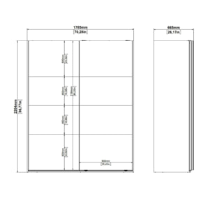 Armadio multiuso 2 ante Gomer, Mobile multifunzionale, Mobiletto scarpiera, Guardaroba porta scarpe, 179x65 h220 cm, Grigio