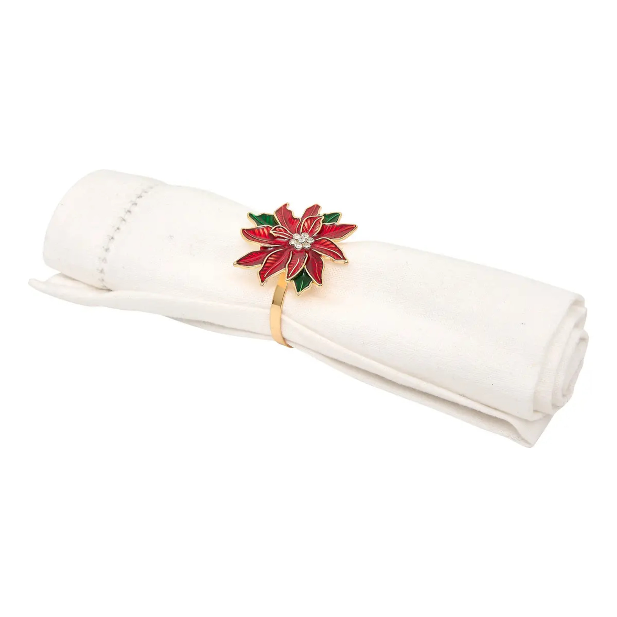 Lot de 2 ronds de serviette motif poinsettia