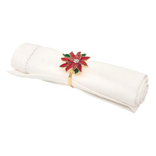 Lot de 2 ronds de serviette motif poinsettia