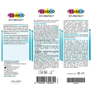 PEDIAKID Box Vacances - Spray Anti-Moustiques & Anti-Démangeaisons - Spray Nettoyant Oreille - Sirop Prébiotiques pour Transit Intestinal - Sticks contre Nausées & Vomissements