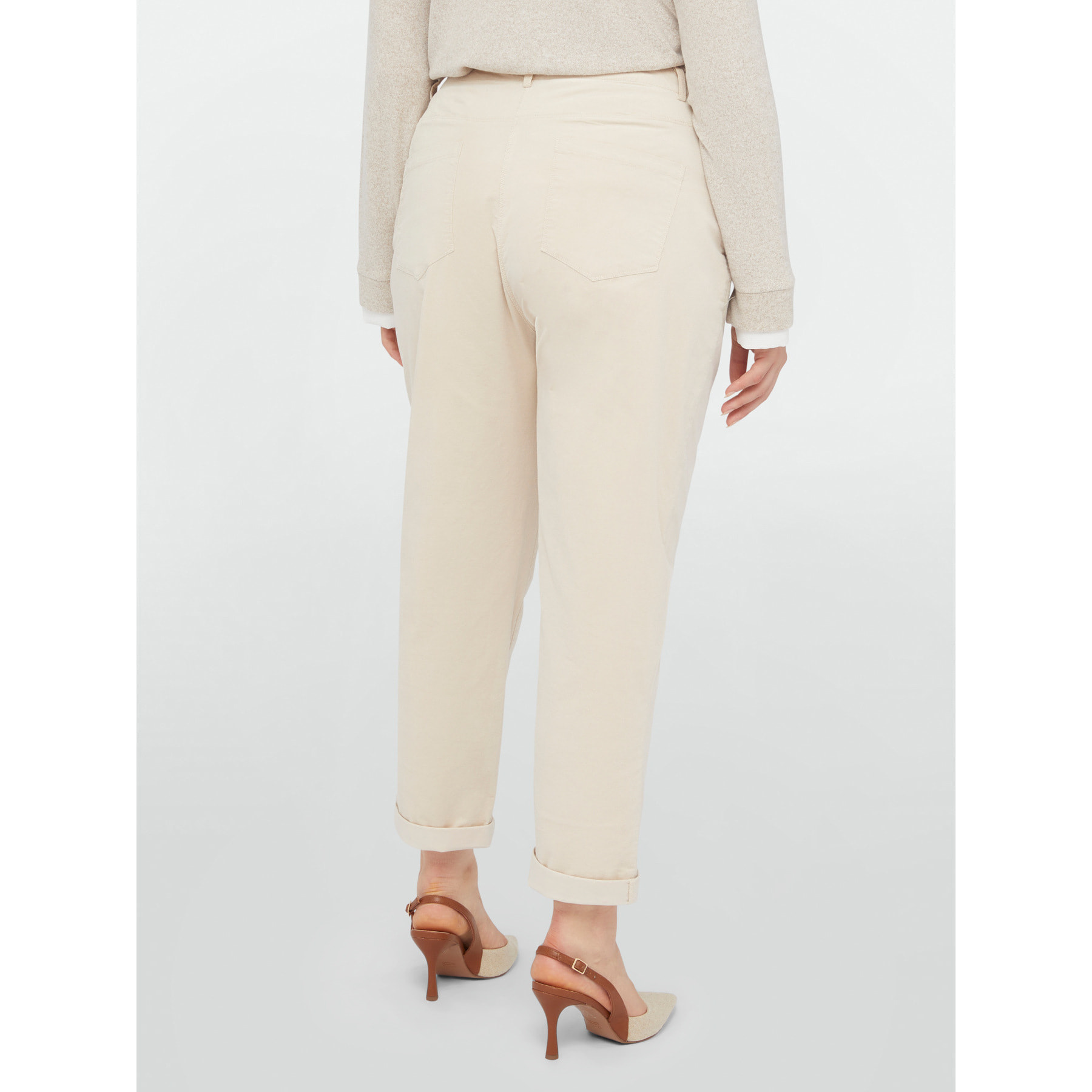 Fiorella Rubino - Pantaloni barrel in velluto millerighe - Beige