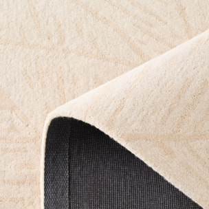 PANTONE - Tapis en laine fait main CEDRE BLANC à motif feuille crème