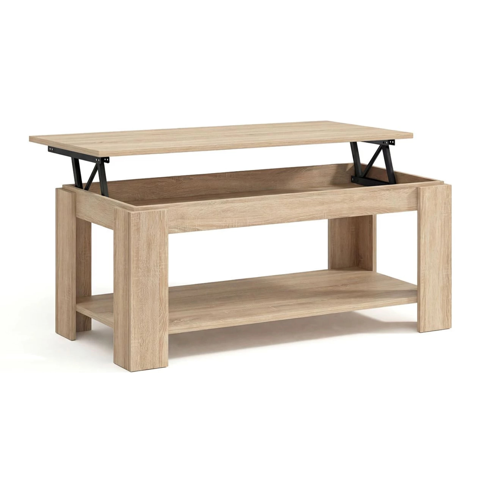 Mesa de centro elevable con almacenaje en roble canadian 102x43-54 cm Lya Roble Canadian