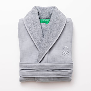 Albornoz Benetton, 400gsm, 100% algodón, waffle gris