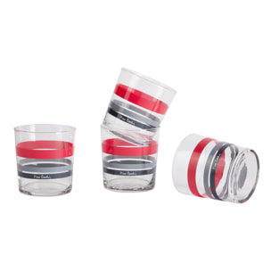 Set 4 vasos de 35cl Pierre cardin con diseño a rayas